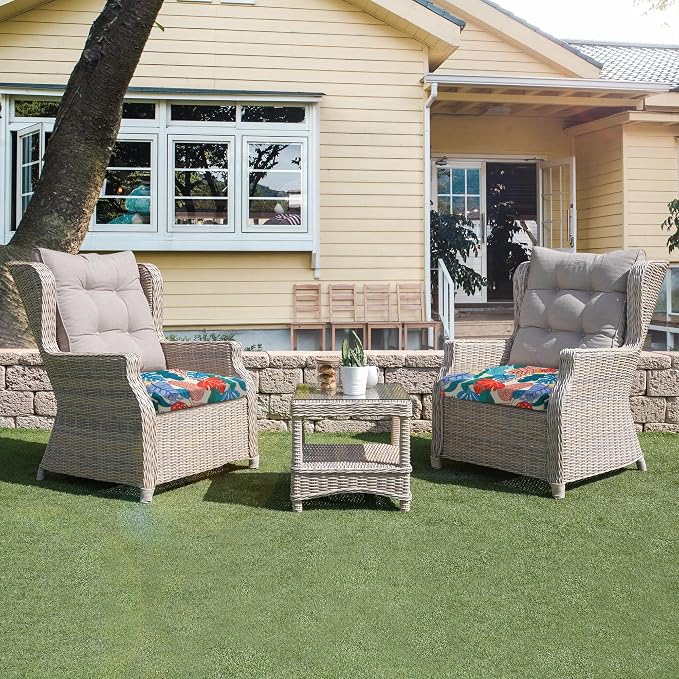 UNIKOME Outdoor Chair Cushions, Set of 4, 24"*24"*4", Palm Tropical