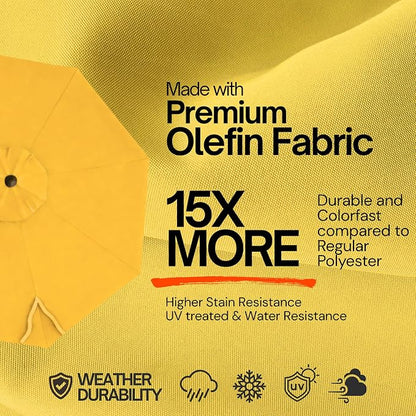 Formosa Covers - 9ft Market Patio Umbrella Replacement Canopy - 6 Ribs Top Canvas - Olefin UV Protective and Water Resistant Umbrella Fabric - Premium Quality Replacement Canopy Cover ONLY (Cabana Yellow)