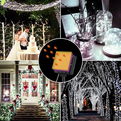 Solar String Lights Waterproof 288FT, 4-Pack Each 72FT 200 LED Solar Powered Fairy Lights with 8 Modes, Solar Twinkle Lights for Outside, Tree, Backyard, Balcony, Christmas (Daylight White)
