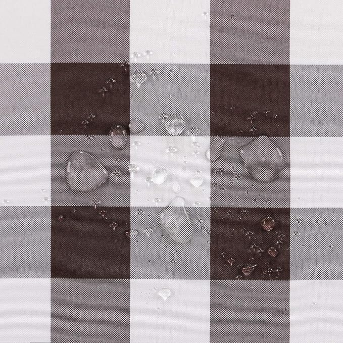 Hiasan Checkered Tablecloth Rectangle - Stain Resistant, Waterproof and Washable Table Cloth Gingham for Outdoor Picnic, Holiday Dinner, 60 x 120 Inch, Coffee and White
