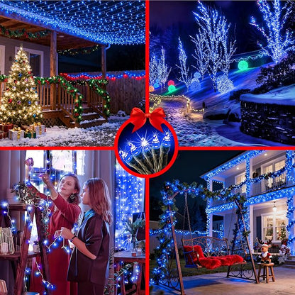 1500 LED 470FT Christmas String Lights Outdoor, 12 Pro Modes and Timer Memory & Brightness, Plug in Waterproof Dark Green Wire Twinkle Light for for Xmas Yard Tree Wedding Party Decor (Blue)