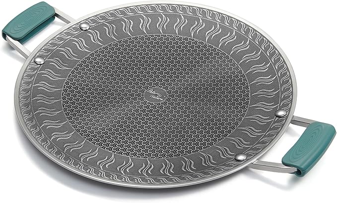 Naturehike Non Stick Griddle Pan, 13-Inch Flat Grilling Skillet for Indoor Outdoor Cooking, Honeycomb Coating Stainless Steel Pan for Korean Barbecue, Compatible with All Cooktops (13.4-inch)