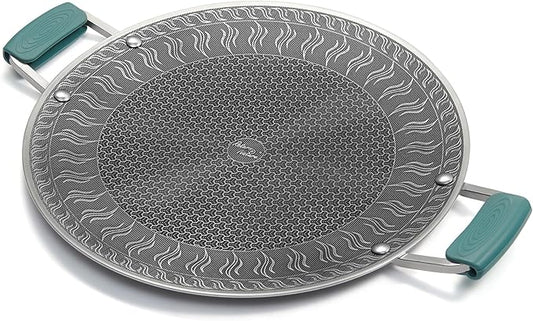 Naturehike Non Stick Griddle Pan, 13-Inch Flat Grilling Skillet for Indoor Outdoor Cooking, Honeycomb Coating Stainless Steel Pan for Korean Barbecue, Compatible with All Cooktops (13.4-inch)
