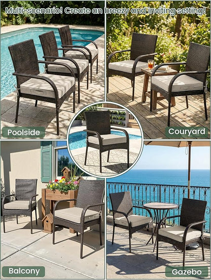 Outdoor Chair Cushion 22 x 22 x 4 Inches Patio Furniture Outdoor Waterproof Seat Cushion, Patio Chair Cushion with Handles and Ties, Square Dining Chair Cushion Set of 4, Cream