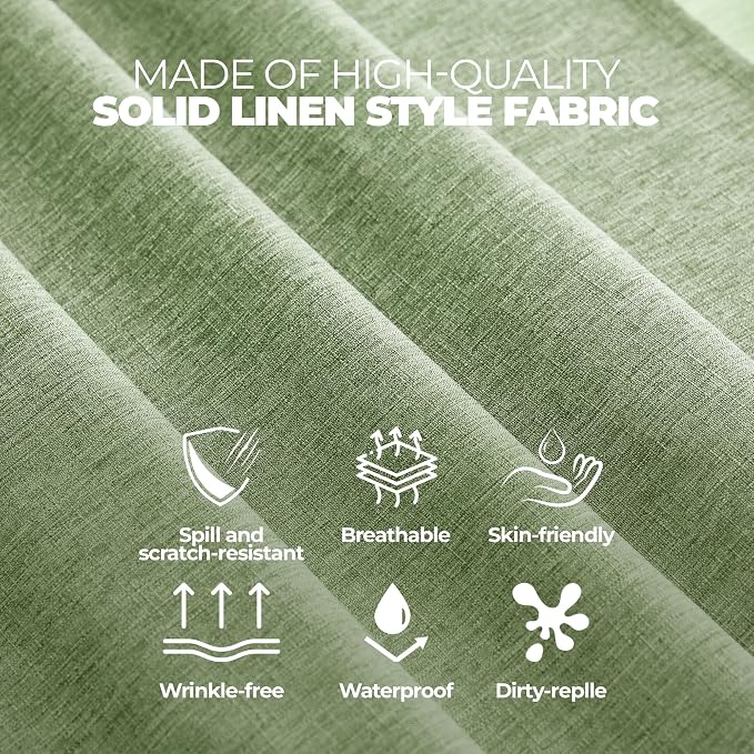 Decorelia Faux Linen Round Tablecloths 60 inch, Waterproof Decorative Washable Texture Rustic Circle Table Cloth Cover for Dining Kitchen Party Farmhouse Outdoor(Round (2-4 Seats),Sage Green)