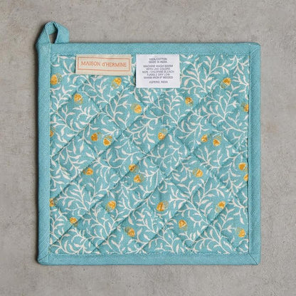 Maison d' Hermine Pot Holders 100% Cotton Potholders (8" x 8", Pack of 2) | Heat Resistant Hot Pads with Loop BBQ Cooking Baking Hotel Kitchen Handling Hot Pans Thanksgiving Christmas - Carpo