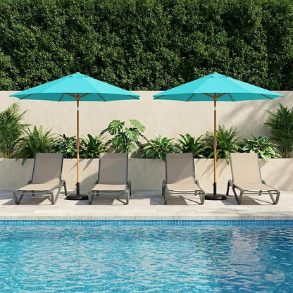 9ft Outdoor Patio Umbrella, Market Table Umbrella with Crank and Easy Push Button Tilt, Wood Grain Frame, UPF 50+ for Pool, Garden, Deck, Backyard