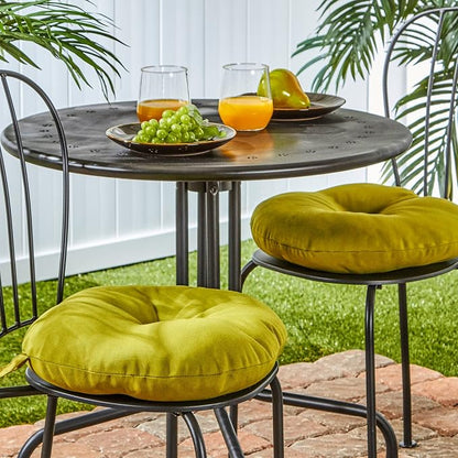 Greendale Home Fashions 15-inch Outdoor Round Bistro Seat Cushion, 2 Count (Pack of 1), Lime