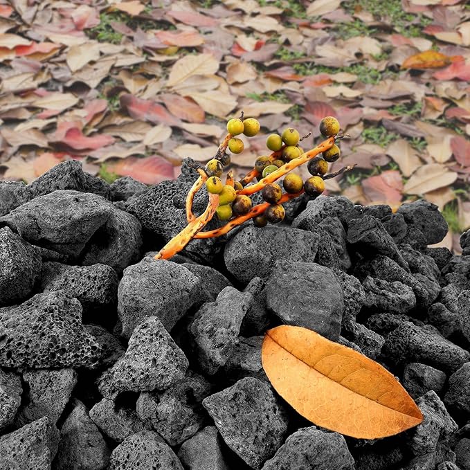 GasSaf 10 Pounds Black Lava Rocks for Fire Pit, Fireplace, Gas Fire Tables, Gas Log Set, Decorative Landscaping Rocks for Indoor and Outdoor (0.8-1.2 Inch)
