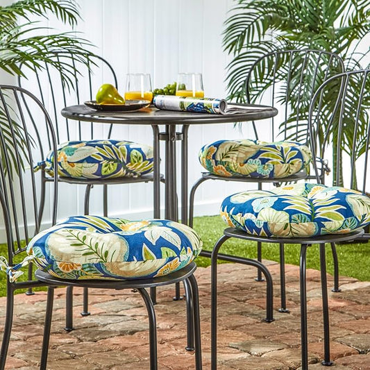 Greendale Home Fashions Magnolia Floral Outdoor 15-inch Bistro Seat Cushion, Set of 4