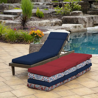 Arden Outdoor Chaise Cushion, 22 x 77, Rain-Proof, Fade Resistant Sapphire Blue Leala | Lounge Cushion, Rain-Proof, Fade Resistant, Mold and Mildew Resistant