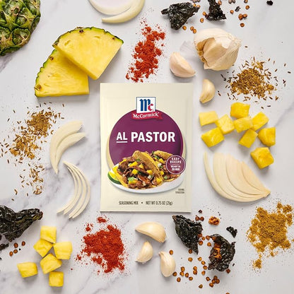 McCormick Seasoning Mix, Al Pastor, Smoky, Tangy & Savory Al Pastor for Tacos, Rice Bowls & Burritos, Ready to Serve In 20 Minutes, 0.75 oz (Pack of 12)