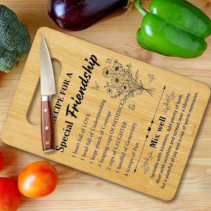 Friendship Gifts for Women, Ricepe Bamboo Cutting Board, Charcuterie Board for Kitchen Decor, Birthday Christmas Gift For Best Friends, Bestie, BFF -12