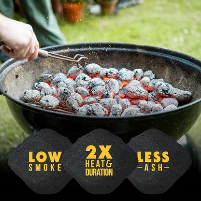 FOGO Coco Briquets All-Natural Charcoal Made from Coconut Shells, Long-Lasting Clean Burning BBQ Fuel for Grilling and Smoking, 15 lb Bag, 2-Pack