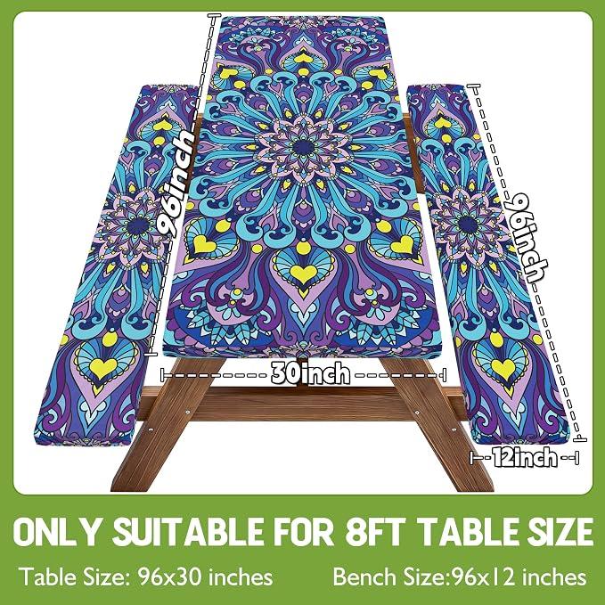 Picnic Table Cover with Bench Covers Vinyl Table Cloth Camping Lovers Essentials Camper Rv Car Travel Accessories Accessory Overlanding Must Haves Outdoor Gadgets Road Trip Tools Gear Stuff Equipment