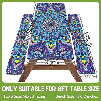 Picnic Table Cover with Bench Covers Vinyl Table Cloth Camping Lovers Essentials Camper Rv Car Travel Accessories Accessory Overlanding Must Haves Outdoor Gadgets Road Trip Tools Gear Stuff Equipment