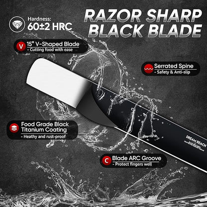 Dream Reach Brisket Carving Knife - Professional Ham Slicing Knife with Full Tang Handle for Kitchen BBQ Birthday Mother Father Gift Idea