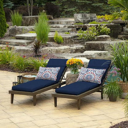 Arden Outdoor Chaise Cushion, 22 x 77, Rain-Proof, Fade Resistant Sapphire Blue Leala | Lounge Cushion, Rain-Proof, Fade Resistant, Mold and Mildew Resistant
