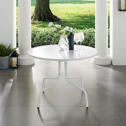 Crosley Furniture Griffith 5-Piece Outdoor Dining Set for 4, Retro Metal Round Patio Table and Chairs, White and Tangerine