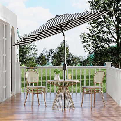GarveeLife 9FT Patio Umbrella Outdoor, Table Umbrella with Push Button Tilt and Crank, 8 Sturdy Ribs UV Protection Waterproof for Garden, Pool, Market, Deck
