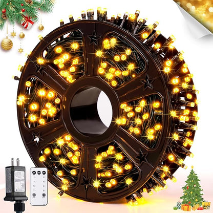 JMEXSUSS 400 LED Warm White Christmas Lights Outdoor | 132ft Christmas Tree Lights with Remote, 8 Modes Indoor String Light for Xmas Tree Garden Porch Yard House Holiday Decor