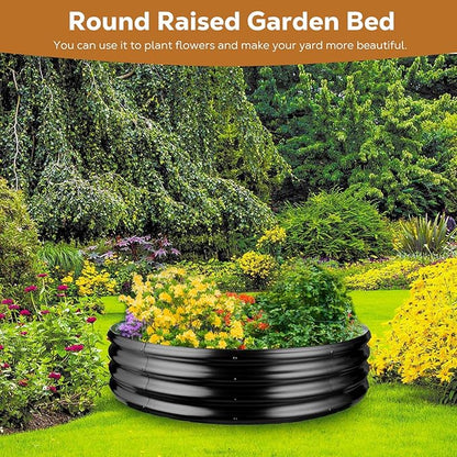 Raynesys 48 Inch Round Galvanized Fire Pit Ring, Round Galvanized Fire Ring, 4 Feet Diameter Round fire Pit, Outdoor fire Pit for Backyard, Camping, Bonfire, Black