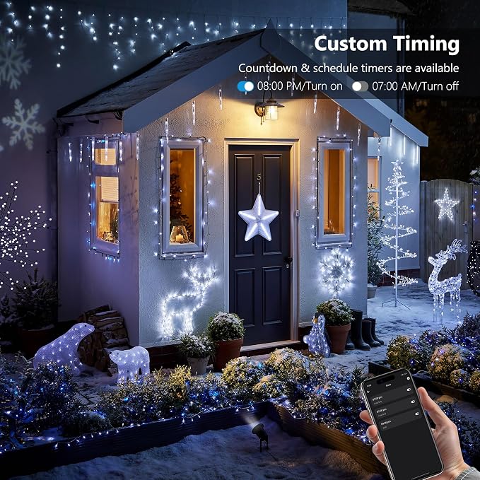 Brizled Smart Red & White Christmas Lights, 66 ft 200 LED Color Changing | App & Voice Control, Dimmable Twinkle Mini String Lights Music Sync for Indoor Outdoor Xmas Tree Valentines Wedding Party