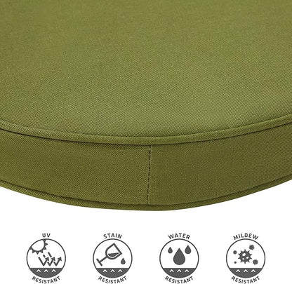 Set of 2 Outdoor 18 inch Round Patio Dining Chair Pads – Comfortable Fiber-Filled Seat Cushions with Ties, Reversible Polyester Fabric - Hunter Green