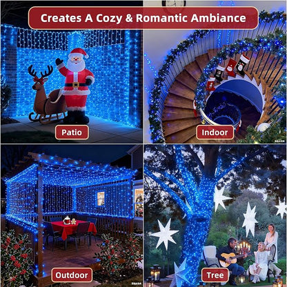 470ft Outdoor Christmas Lights, 1500 LED Super Long String Lights 12 Modes & Timer Memory, Dimmable Outsite Waterproof Light Strings for Xmas Tree Garden Wedding Party Holiday Decorations Blue