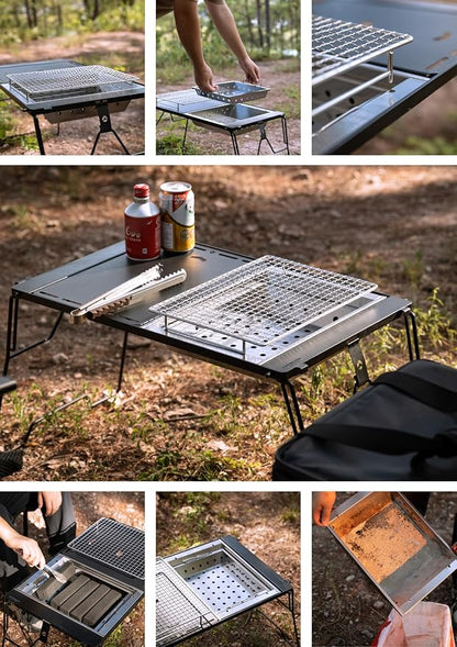 CAMPINGMOON IGT Compatible Charcoal Grill Portable Tabletop BBQ Stove Heat-Shield Design 304 Stainless Steel Precision Airflow Overlanding Camping UG-1