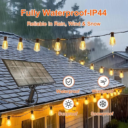 BLIATLUS 55FT Solar String Lights, Waterproof Outdoor with Remote 24+2 ST38 LED for Backyard Bistro Porch