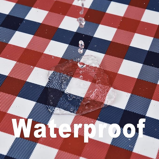 Waterproof Checkered Tablecloth Runner Fabric - Rectangle 12x108 Inch Classic Gingham Buffalo Plaid Table Cover for Indoor/Outdoor Use - for Kitchen, BBQs, and Parties