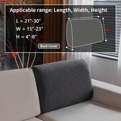 OHSIO Couch Cushion Covers for Sectional Sofa, Stretch Soft Sofa Slipcovers Washable Wear-Resistant Universal Furniture Protector for Living Room(1 Piece Back Couch Cover, Dark Gray)