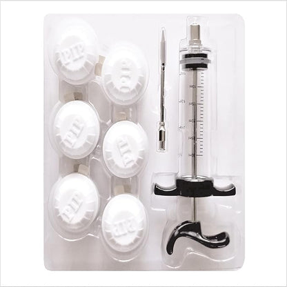 Capt Steve’s Meat Marinator Kit by Dr. Organizer – Stainless Steel Injector with Needle, 12 Single-Use Injector PIPs & 4 Recipes – Marinate Meat in Packaging, Vacuum-Sealed Friendly, US Patent Pending