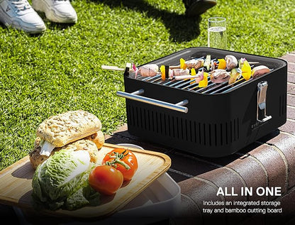 Everdure CUBE Portable Charcoal Grill + Carrying Bag Bundle | Portable Tabletop BBQ Grill