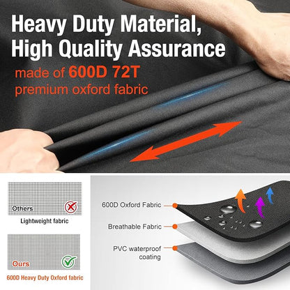 Exclusive Foldable 55 inch Grill Cover, 600D Heavy Duty Outdoor BBQ Cover for 3-4 Burners Grill, Waterproof Fade Resistant Barbecue Cover, Black