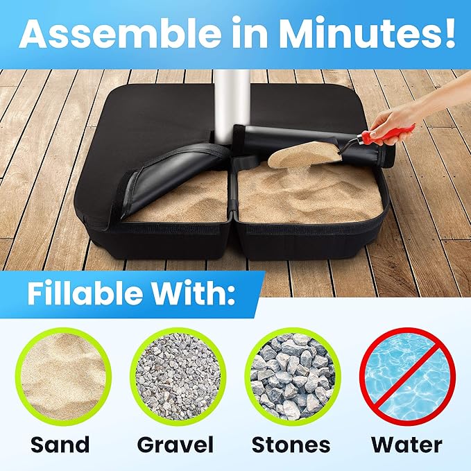 Rhino BaseMate EVA Material - Patio Umbrella Base Weights up to 200 Lb. | for Cantilever, Regular, or Any Offset Umbrella Base | 4-Part, 900D Heavy-Duty, All-Weather (Square)