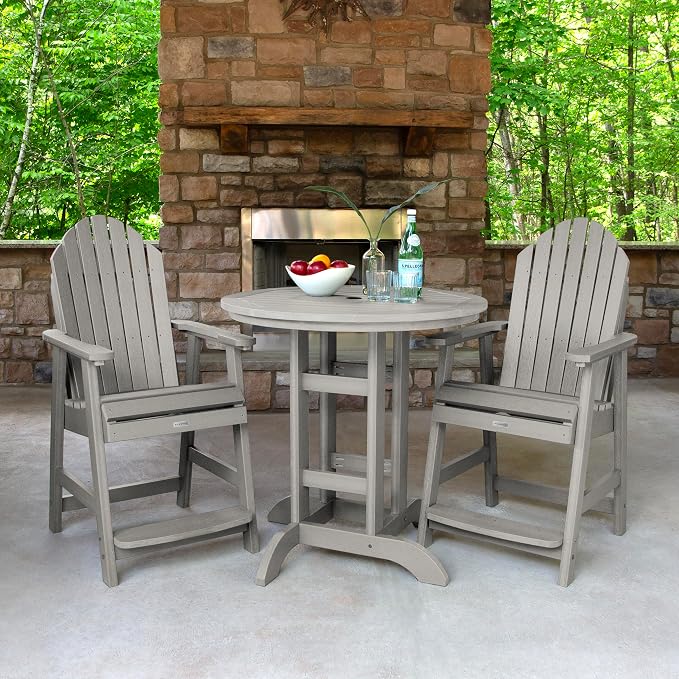 highwood AD-CNA36-HGR Hamilton 3 Piece Round Counter Dining Set, Harbor Gray
