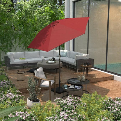 Sunline 7.5 ft Patio Umbrella with Crank & Push Button Tilt, Outdoor Market Umbrella with UV Protection & Wind Vent and Fiberglass Ribs, Metal Frame for Deck, Pool & Table, Brick
