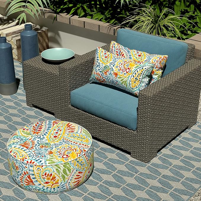 LVTXIII Outdoor Lumbar Pillow Covers, Patio Decorative Lumbar Pillow Cases ONLY, Fluffy Fade-Resistant Lumbar Cushion Cases for Home Balcony and Garden, 12x20 Inch, Pack of 2, Paisley Multi