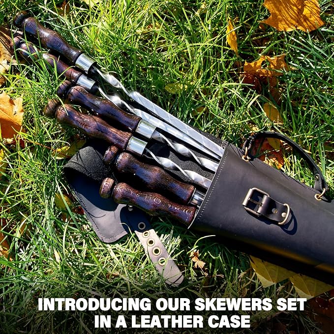 Grilling Supplies - Outdoor Grill Accessories for BBQ - Premium Barbecue Tool Sets Grill Utensils - BBQ Gear - Grill Skewers Set with Case Hunting Quiver