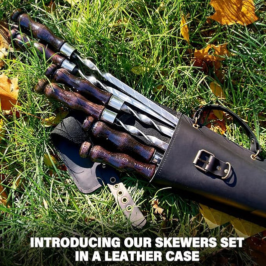 Grilling Supplies - Outdoor Grill Accessories for BBQ - Premium Barbecue Tool Sets Grill Utensils - BBQ Gear - Grill Skewers Set with Case Hunting Quiver