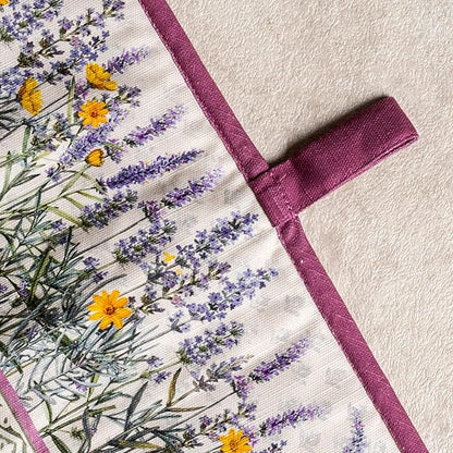 Maison d' Hermine Double Oven Mitts 100% Cotton 7"x35" Double Oven Mitt Heat Resistant BBQ Cooking Gloves with Loop Baking Grilling Kitchen Hotel Home Farmhouse Spring Summer (Fanny Lavender)