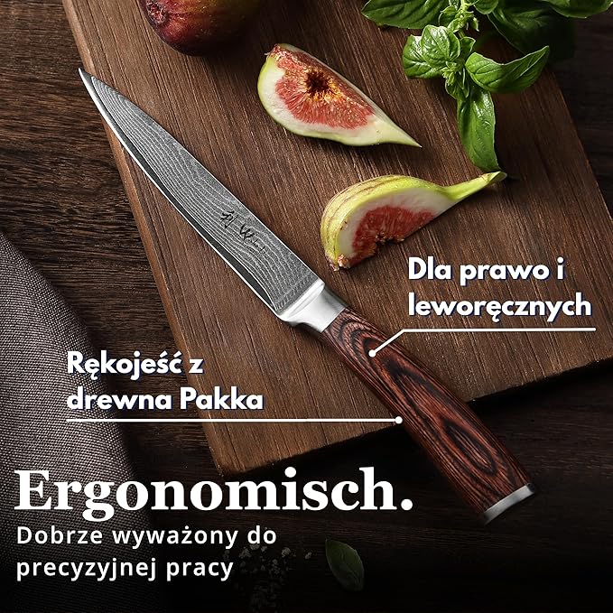 Wakoli EDIB Damascus Utility Knife – 4.9-Inch Kitchen Knife for Everyday Use, 67-Layer Damascus Steel Blade with VG10 Core, Ergonomic Pakkawood Handle – Professional Cooking Knife in Premium Gift Box