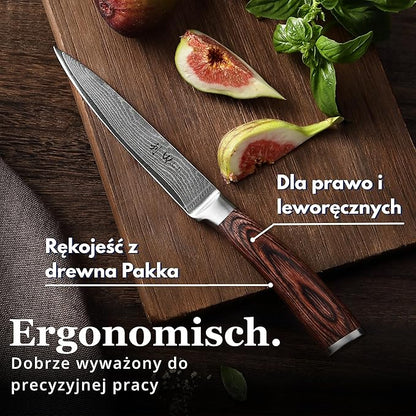 Wakoli EDIB Damascus Utility Knife – 4.9-Inch Kitchen Knife for Everyday Use, 67-Layer Damascus Steel Blade with VG10 Core, Ergonomic Pakkawood Handle – Professional Cooking Knife in Premium Gift Box