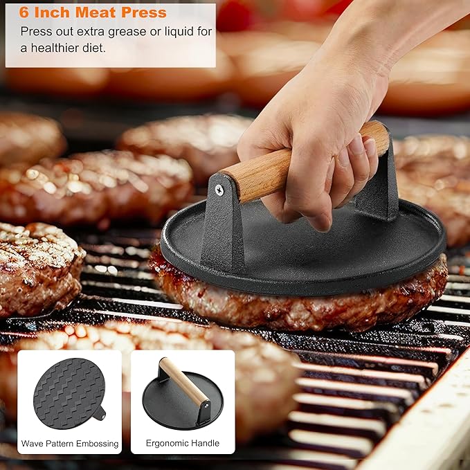Grilljoy 38pcs Professional Griddle Accessories Kit for Blackstone, with Smash Burger Press, Extra Thick Griddle Spatula, Turner, Flipper - Flat Top Grill Accessories for Outdoor Grill