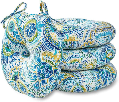Greendale Home Fashions Paisley Outdoor 15-inch Bistro Seat Cushion, Set of 4