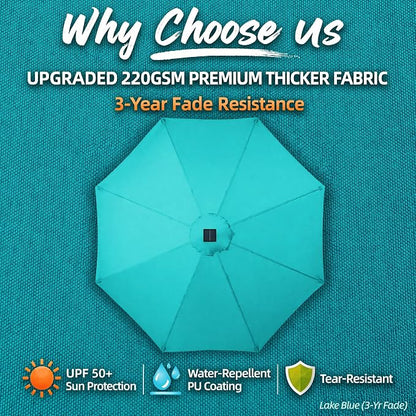 11FT Cantilever Patio Umbrella Replacement Canopy, 8 Ribs 64"-66", Upgraded 600D 220GSM Heavy-Duty Fabric, Waterproof & UV Resistant (Canopy Only)