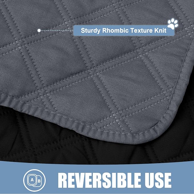 Smiry Waterproof Reversible Pet Couch Covers for Dogs | Pet Friendly, Soft Fabric, Washable Sofa Furniture Protector for Dogs Cat Kids, Checkered (30"x80", Dark Grey/Black)