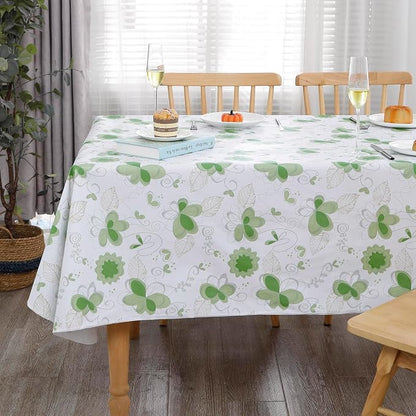 Heavy Duty Vinyl Tablecloth with Flannel Backing Waterproof Oil-Proof Plastic Table Cloth Stain-Resistant Wipeable Rectangle or Square Table Cover for Indoor and Outdoor (Floral and Leaf,52x70 Inch)